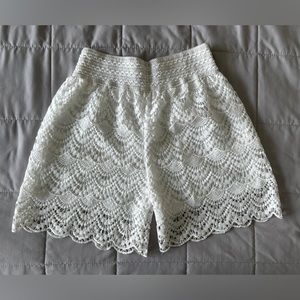 WOMENS White high waisted embroidered crochet shorts XS